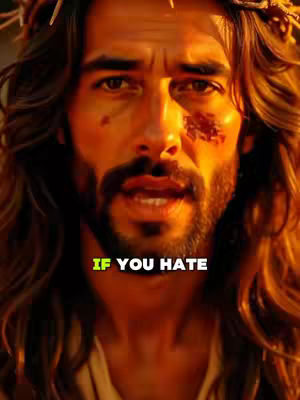 Close-up of a man resembling Jesus, with long brown hair, a beard, and a crown of thorns. He has visible wounds on his face.