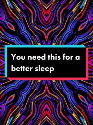 The image features a vibrant, symmetrical design with a layered composition. The background showcases a dynamic pattern of multicolored lines in shades of blue, purple, and red, creating an energetic and visually stimulating backdrop. Overlaid on top of the background is a rectangular black box. Inside this box is the white text "You need this for a better sleep". The text has a clean, sans-serif font.