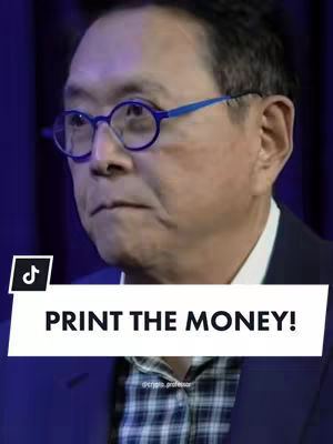 The cover image features a man with glasses in front of a dark blue background. The text overlay states 'PRINT THE MONEY!'