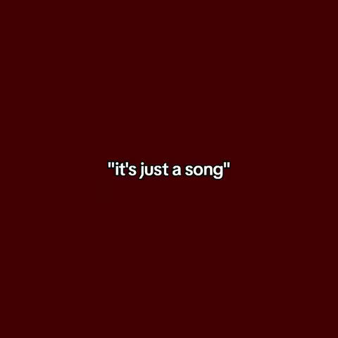 A minimalist cover image with a dark red background. Centered on the image is the text "it's just a song" in white font.