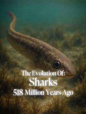 The cover image features a stylized digital illustration of a prehistoric fish swimming underwater. The fish is elongated with a brown body and a visible eye. The background shows murky water with some vegetation. Text overlays are present, indicating the video's topic and time frame.