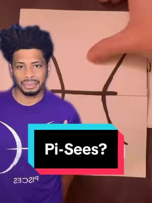 A man with a short haircut in a purple shirt is in front of a paper. There's a logo with a Pisces symbol on the shirt, and Pisces on the paper. Below them is a text box that says Pi-Sees?.