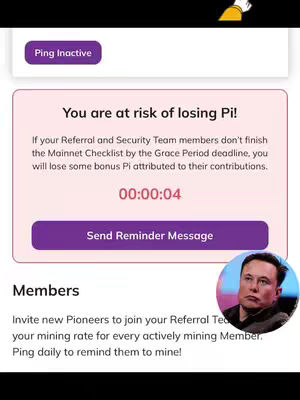The cover image is a screenshot from a mobile app interface, predominantly using shades of pink and purple. The layout features several key elements: a prominent central rectangular box contains text in a white sans-serif font against a faded pink backdrop, with a countdown timer and a call-to-action button. Above this, a smaller rectangular box is highlighted in purple. A circular image of a man, presumably Elon Musk, is positioned in the lower right corner of the frame. The overall visual style is modern and clean, with a focus on readability and information display. A few highlighted elements are in a contrasting purple, providing visual emphasis.