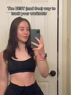 The cover photo is a selfie taken by a young woman in front of a white door. The woman is wearing black active wear and has a watch on one wrist and bracelet on the other. The phone is held up towards her face and the image is well-lit.