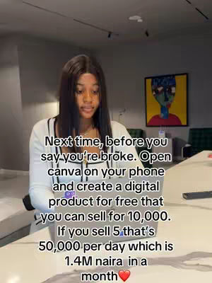 A woman sitting at a table with a laptop in front of her. Text overlayed on the image provides tips on how to earn money by creating a digital product.