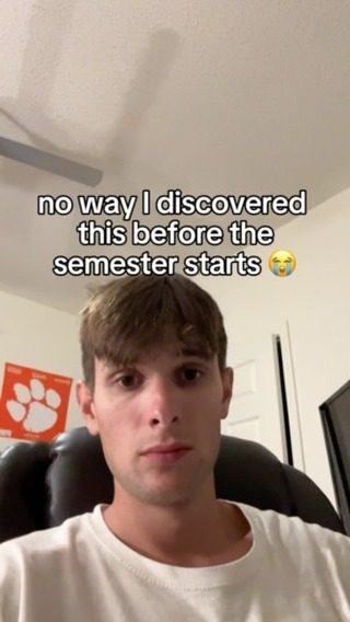 A selfie-style shot of a young man looking towards the camera with a serious expression, with overlaid text at the top.