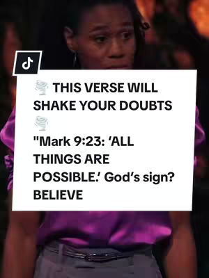 A vertical video cover featuring a woman of color, partially visible from the shoulders up, against a blurred dark background. To the left, a white box contains overlaid text. The woman appears to be speaking, with a concerned expression. The text overlay includes religious references, suggesting a motivational or spiritual theme.