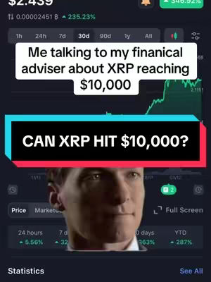 The cover image features a man's face, likely a cropped screenshot of a video, overlaid on a financial app interface. The top of the image includes a text overlay in a white box. The bottom displays app statistics and a 'See All' button.