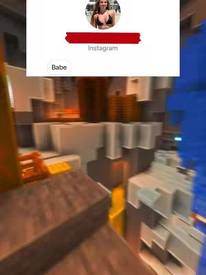 The cover image features a screenshot of a Minecraft-style environment in the background. Overlayed at the top is a white box containing the top part of an Instagram profile, with a profile picture of a woman, and her username, is hidden to ensure the privacy. The bottom left has a text saying 'Babe'.