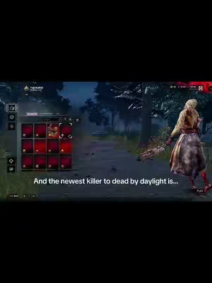The image shows a scene from a video game. On the left, there's a game interface displaying a selection of items. In the background, a path leads into a forest with trees. A character from the game, dressed in a tattered outfit, is positioned on the right side of the path. The text overlay indicates a reveal.