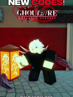 The cover image displays a Roblox character with a white head and black attire. The background features a red wall and a golden lamp. Text overlays read "New Codes!".
