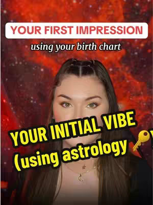 A woman with dark hair and light eyes looks directly at the camera. Overlay text in white and yellow highlights key phrases. The background is a blurry combination of red and black.