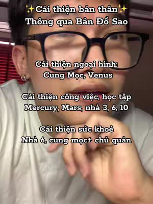 The cover image features a close-up of a person wearing glasses, with overlaid text describing astrological concepts for self-improvement. The person is looking towards the camera.