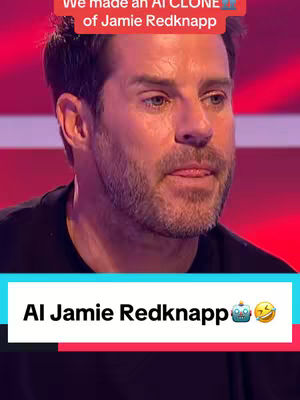A close-up shot of Jamie Redknapp with a slight smile, positioned against a background of dynamic red and pink hues. The image focuses on the face with visible stubble.