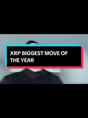 The image is a vertical video cover featuring a blurred person in front of a light gray background. A rectangular text box with the text 'XRP BIGGEST MOVE OF THE YEAR' is superimposed on the image.