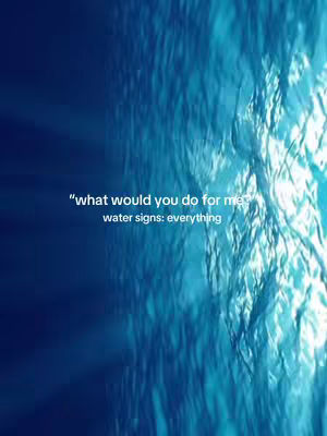 The image features a textured blue background, resembling water. The colors transition from dark blue on the left to lighter shades with white highlights on the right. Text is overlaid, suggesting a question and answer related to water signs in astrology.