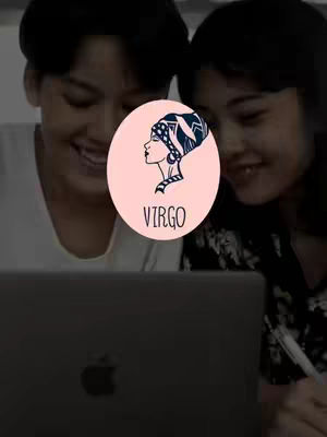 The cover image shows two people looking at a laptop and smiling. In the foreground is a circular graphic featuring a profile of a woman wearing stylized headwear, accompanied by the text 'VIRGO'.