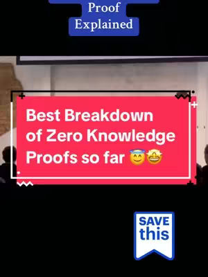 The cover image features text overlaid on a scene from a presentation or conference. The main elements are a bright red rectangular box containing the video's title, with a blue header that reads 'Proof Explained' at the top and a 'Save this' badge at the bottom right.