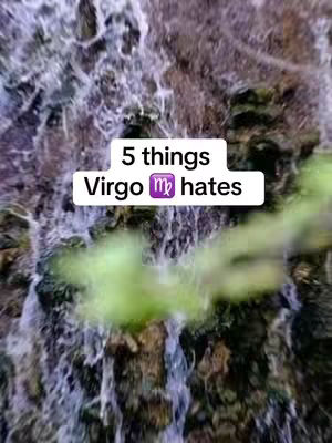 The cover image presents a blurred, naturalistic backdrop with what appears to be a rocky or watery surface, providing a textured background. Overlaying this is a rectangular text box that reads "5 things Virgo hates", with the Virgo symbol subtly placed within the text. The composition utilizes a soft, muted color palette, with the text box adding a stark color contrast.