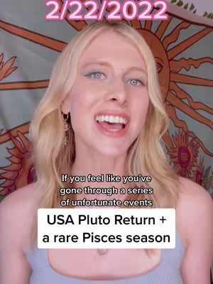 A woman with blonde hair and blue eyes smiles widely, with text overlaying the image. The background features a colorful, patterned fabric.
