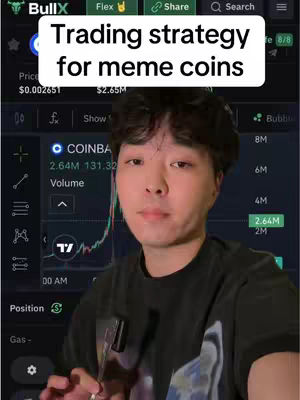 A person in a black t-shirt stands in front of a screen displaying a cryptocurrency trading interface. A text overlay states the video's topic.