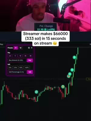 The cover image shows a man looking toward the camera, with a screen displaying a cryptocurrency chart overlayed. Text highlights how much money he made, with a price indicator and a chart that is showing a very high price rise.