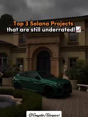 The image shows a green luxury car parked in front of a large, light-colored building with an archway. Text overlays appear at the top and bottom of the image. The sky is overcast. The overall composition is stately and suggests wealth.