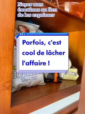 The cover image shows a shelf or cabinet interior. The foreground features various food items like tortilla chips. The background is a blurred interior, indicating a domestic setting. Overlaid on the image are text overlays with a comic-book-like bubble.