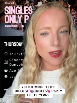 The cover image features a light-skinned woman with long, wavy blonde hair, facing the camera. She wears a white sweater and red lipstick. Behind her is a black and pink advertisement. The background is dark, featuring partial images of people. The title "SINGLES ONLY P" is visible in pink over a picture of a concert or party.