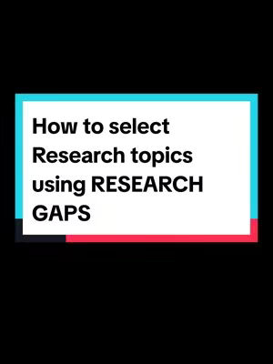 The image features a rectangular text box against a black background. The text box is divided into three sections: a white top, a teal middle, and a red bottom. The text inside is in a sans-serif font and reads, "How to select Research topics using RESEARCH GAPS."