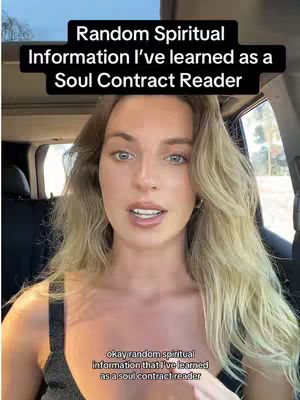A woman with long blonde hair is centered in the frame, speaking. Above her head, a black banner displays white text. Below, a second text overlay is visible. The background shows the interior of a car.