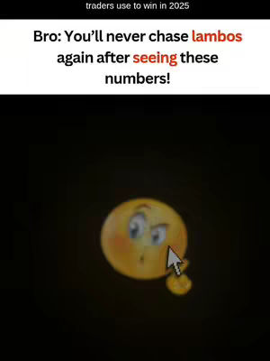 The cover image features a black background with text and a yellow emoji face. The text is white and says, “Bro: You'll never chase lambos again after seeing these numbers!”. The word “lambos” is in red. The emoji is yellow, with surprised eyes and a hand near the mouth. A white cursor icon points at the emoji.