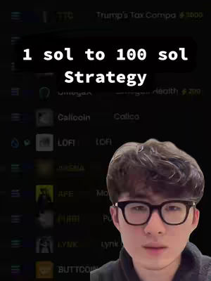 A selfie-style video cover with a young man in the foreground wearing glasses, with text overlayed at the top. The background appears to be a screen with cryptocurrency listings.