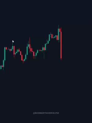 A dark image with a series of green and red candlestick patterns rising and then sharply falling. The background is a solid, dark blue. At the bottom is a watermark with white text.