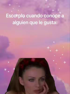 The image features a woman with long brown hair, wearing a red headband, looking at the camera with a pensive expression. The background has a gradient transitioning from pink to purple. Text overlays the background.