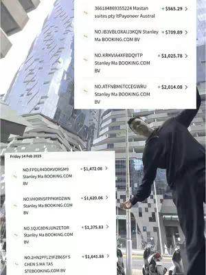 The cover image shows the creator in a selfie pose on the right side with a city background and transaction records on the left side.