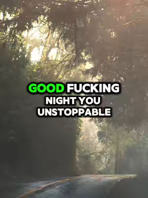 A scenic shot of a road winding through a forest, bathed in soft light. Text overlays in vibrant green and white add a motivational feel, suggesting a message about perseverance or achievement.