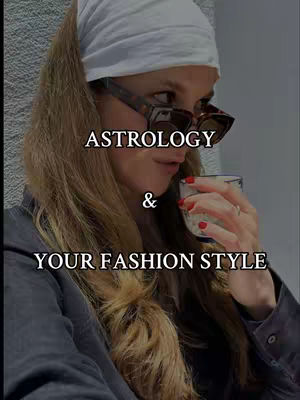 A woman is shown from the waist up, holding a transparent glass and wearing sunglasses. The background appears to be a wall. The image has text overlays in a serif font.