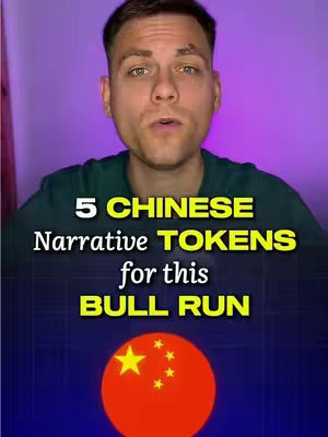 A man is centered in the frame, wearing a dark green t-shirt, against a background that transitions from purple at the top to a deep blue with the Chinese flag at the bottom. Overlayed text in yellow and white proclaims the video's topic.