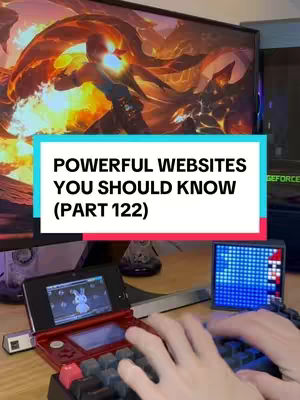 The cover image shows a setup with a computer monitor displaying a colorful, abstract graphic, likely a game image. Below, there's a red and black handheld gaming device (Nintendo 3DS), along with a mechanical keyboard and a small LED display. The scene is illuminated, showing the hands of a person interacting with the keyboard and gaming device. The overall composition gives a tech-related vibe.