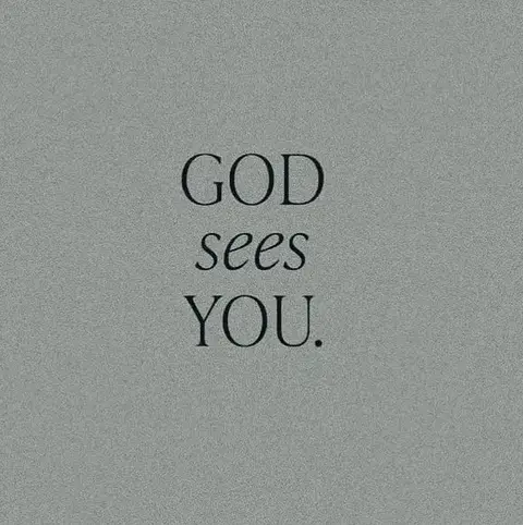 A minimalist cover image featuring the text 'GOD sees YOU.' in a simple, elegant font centered against a textured gray background. The layout is clean and the message is clear.