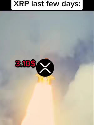 The cover image shows an illustration of a rocket launching with the XRP cryptocurrency symbol at the top. The rocket is centered, with a graphic of the cryptocurrency symbol as the rocket's head, a flame indicating upward motion at the bottom, and the price tag next to the image. The background appears to be an illustration of a cloudy sky.