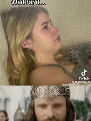 The image is split into two sections: the top shows a woman looking to the side with a thoughtful expression, and the bottom features a close-up of a man wearing a crown. The top half has a TikTok watermark with the username "@jocewheeler."