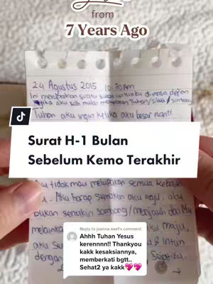 The image shows a person holding a handwritten letter, layered over other text elements. The main focus is on the letter and the hands holding it.