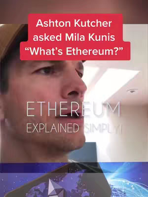 The image features Ashton Kutcher in a close-up shot, with a red banner displaying the text.