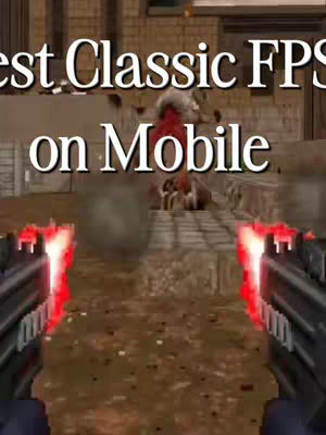 The cover image shows a first-person perspective from a video game. Two guns with glowing red muzzles are pointed forward, with an enemy and a blurred environment in the background. Text overlays appear at the top and bottom of the image.