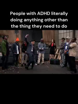 The cover image shows a group of people outside, likely in an alley or loading dock area. The main focal point is a man dancing enthusiastically in the center. Text overlays at the top describes the content.
