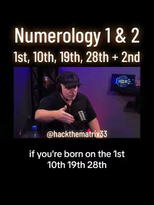 The cover image features a man speaking into a microphone in what appears to be a studio setting, with text overlays related to numerology.