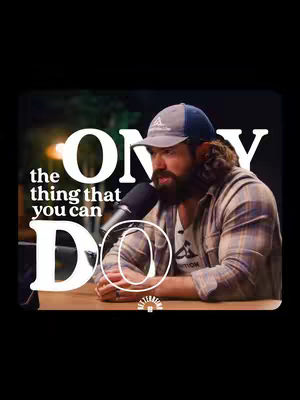The cover image shows a man wearing a baseball cap seated with a microphone. White capital letters spelling 'ONLY' appears in the background on the upper left. The remaining text in a large font in the image stating: 'the thing that you can DO' overimposes the man and the microphone.
