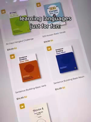 A screenshot of a phone displaying various language workbooks. The books have white and colorful covers, which are stacked on a white surface. There are also text overlays towards the top.